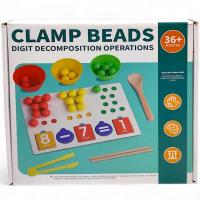 Логічна гра, деревʼяна, 22х15см (дощечка сортувальна, вкладиші-цифри, камінці сортувальні, кошики, щипчики, ложечка, палиці) MIC C71018