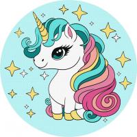 Картина за номерами "Маленька єдиноріжка" KHO-R1042 діаметр 19 см