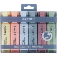 Маркер Highlighter 2537-A, 1-5 мм клиноп., набір 6 morandi Axent 2537-60-A