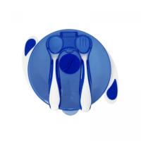 Тарілка на присосці з ложкою та виделкою (СИНЯ) Mumlove №0109