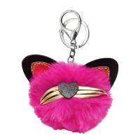 Брелок хутряний Пухнастик-котик, малиновий MIC BR1523