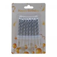 Набір свічок для торта Срібло, 10 см (8 шт) MIC 8772