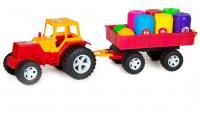Трактор з причепом і бочонками (червоний) Бамсик 007/5