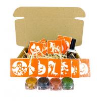 Набір для біо-тату "Хелловін - гліттер" set-halloween-glitter 18 трафаретів