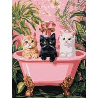 Картина за номерами Коти у ванній 30х40 см Ідейка KHO6726