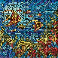 Алмазна мозаїка "Вітраж. Морський світ" AMO8324, 30х30 см
