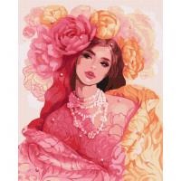 Картина за номерами "Красуня і півонії" ©lesya_nedzelska_art KHO8329 40х50 см