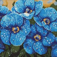 Алмазна мозаїка Фіалки в росі, 40х40 см. Ідейка AMO8228
