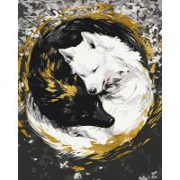 КАРТИНА ЗА НОМЕРАМИ З ФАРБАМИ МЕТАЛІК ПАРА ВОВКІВ 40х50 см Origami LW3458