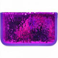 Пенал-книжка з паєтками (1 відділення) фіолетовий MIC 8010-1, 9017-1