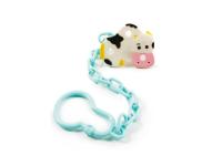 Кліпса для пустушки з ланцюжком Корова (синя) Lindo РК 213