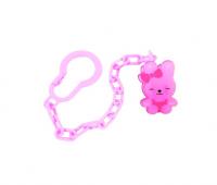 Кліпса для пустушки з ланцюжком Зайчик (рожевий) Lindo Pk 217