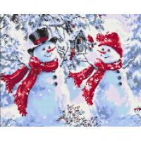 Алмазна мозаїка Веселі сніговики 40х50 см Origami OD3070