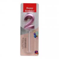 Свічка для торта Цифра 2 металік, фіолетова MIC TL-1056-2