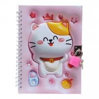 Блокнот на замочку Котик-3D, 48 аркушів у клітинку (рожевий) MIC 36601ЛК