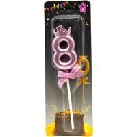 Свічка-цифра 8 з короною (ФІОЛЕТОВИЙ) 14 см MIC JY-1064/TY-S1