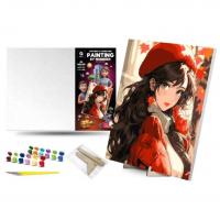 Картина по номерах 40х50 см Прекрасна незнайомка з деревʼяною підставкою qbee QB900-026