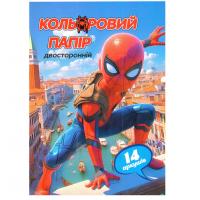 Кольоровий папір двосторонній "Людина-павук" 854045-3, 14 сторінок, 7 кольорів