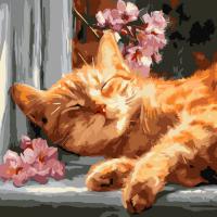 Картина за номерами "Рудий кіт на підвіконні" ©art_selena_ua KHO6791, 40х40 см