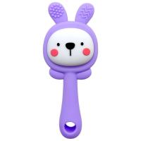 Силіконовий прорізувач-брязкальце Зайчик (БУЗКОВИЙ) Mega Zayka №0427