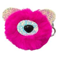 Брелок Ведмедик вушка з блисткіками (МАЛИНОВИЙ) MIC BR1540