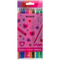 Олівці кольорові пластикові, 12шт Kite Heart Kite K24-049-2