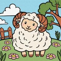 КАРТИНА ПО НОМЕРАХ ДЛЯ ДІТЕЙ БАРАНЧИК 25х25см Ідейка KHO9075