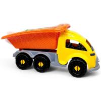 Машинка пластикова Самоскид, 42 см, з набором до піску (лопатка, граблі, пасочка) (жовтий) TIGRES 40042