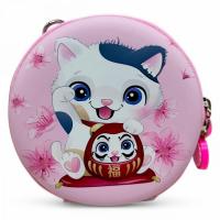 Сумочка кругла “Герой” 13 см (котик, рожевий) MIC C69299