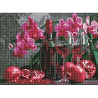 Алмазна мозаїка Вино та орхідеї 30х40 см Ідейка AMO8118