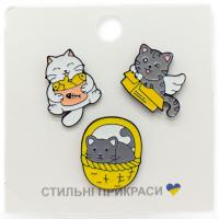 Металеві значки (піни) Котики, 3 штуки MIC CN-117
