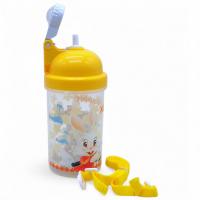 Пляшечка-поїлка з соломинкою і ремінцем, 500 мл, мікс (жовта) MIC 8837