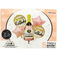 Набір кульок фольгованих Шампанське рожеве, 5 шт Шартэ FF-TAZ061