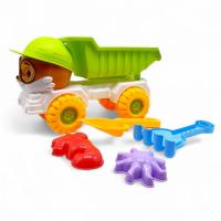 Пісочний набір 5 елементів (самоскид 26х11х15 см, граблі, лопатка, 2 формочки) салатовий MIC 733-367