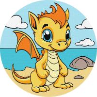 Картина за номерами (кругла) Чарівний дракончик d19 см  Ідейка KHO-R1046