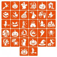 Набір трафаретів для біо-тату "Хелловін №3" hallowween-3-32, 32 трафарети 6х6 см