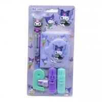 Набір канцелярського приладдя аніме Куромі (блокнот, ручка, маркер - 2 шт, скотч - 2 шт, диспенсер) - бузковий MIC 008KUЛК