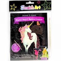 Блокнот-гравюра Фея/Єдиноріг (10 чорних аркушів А4, 2 аркуші розмальовка, стілус) MIC 95633ЛК