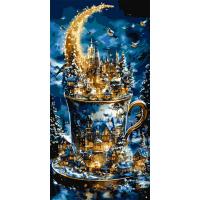 Картина за номерами з фарбами металік Різдвяне казкове місто 40х80 см Origami LW5179