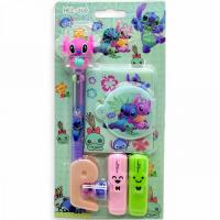 Набір канцелярського приладдя Ліло і Стіч (блокнот, ручка, маркер - 2 шт, скотч - 2 шт, диспенсер) - Янгол (Енжел) MIC 008STЛК