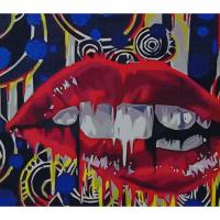 Картина по номерах Пристрасні губи 40х50 см Оптифрост 0596
