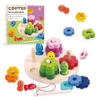 Магнітна риболовля, дерев’яна (фігури, вудка, рибки, сортер за кольорами та формами) Wtoys 63544