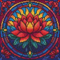 Алмазна мозаїка "Вітраж. Лотос" ©art_selena_ua AMO8330, 30х30 см
