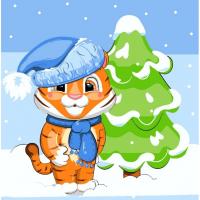 Картина по номерах Тигреня в шапці 30х30 см Strateg ES-0897