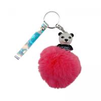 Брелок ПАНДА З МІХОВОЮ КУЛЬКОЮ (КОРАЛОВИЙ) MIC BR1913