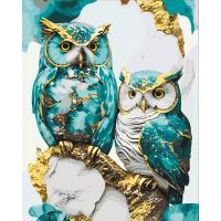 Картина по номерах з фарбами металік Дві сови 40х50 см Origami LW3405