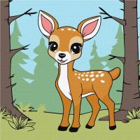 Картина за номерами 7+ Чарівне оленятко 25х25 см Ідейка KHO6193