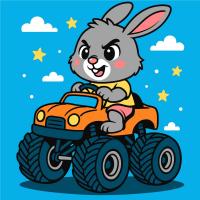 Набір для розпису по номерах ЗАЄЦЬ НА МАШИНІ 25Х25 Ідейка KHO1309