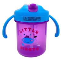 Дитячий поїльник з трубочкою, 280 мл (ФІОЛЕТОВИЙ, СИНІ РУЧКИ) Mega Zayka №0335