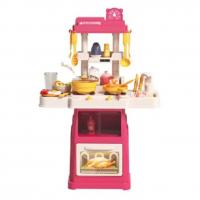 Кухня з посудом Home Kitchen на батарейках, музика, світло, тече вода, 47 елементів (рожева) Beibe Good 889-265/266